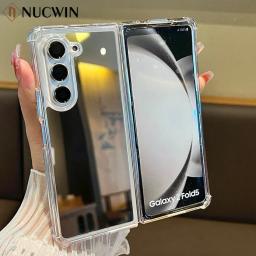 Girl Makeup Mirror Luxury Airbag Bumper Case for Samsung Galaxy Z Fold 7 6 5 4 3 Fold 7 Z Fold 6 5 Plating Mirror Cover Z Fold 7