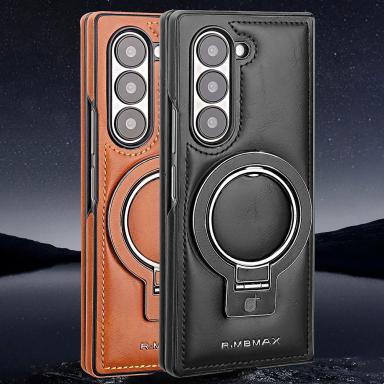 Luxury Magnetic Ring Holder Leather Case For Samsung Galaxy Z Fold 7 6 5 4 Case Wireless Charging Fold7 Fold6 Protective Cover