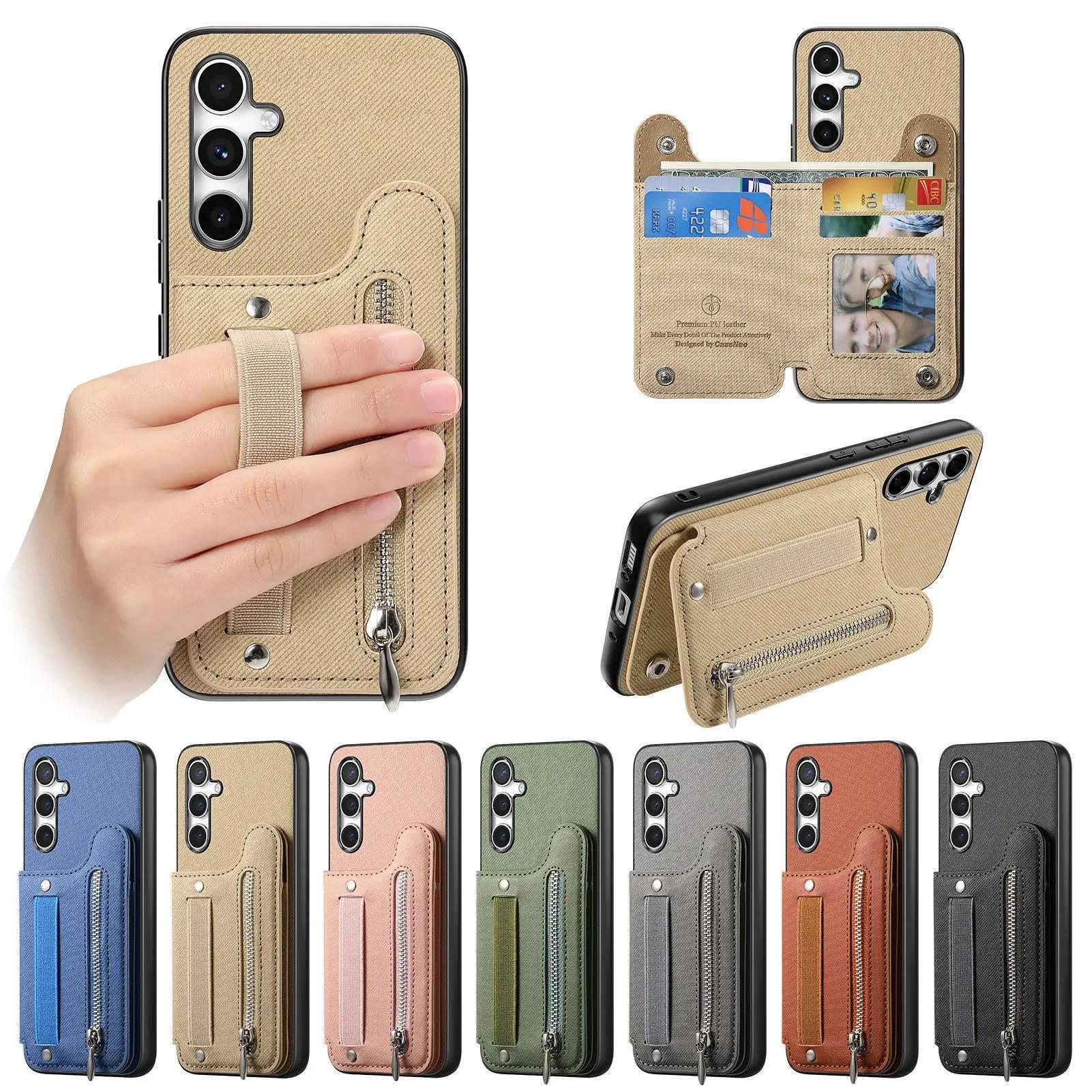 Wallet with Card Holder Cover Samsung Galaxy S25 Edge S24 FE S23 Ultra S22 S21 Plus A56 A55 A36 A54 A16 A16 A15 Phone Case