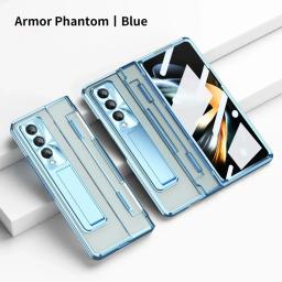 Luxury High Quality Plating Transparent Phone Case For Samsung Galaxy Z Fold 7 6 5 4 3 5G Kickstand Screen Film Protection Cover