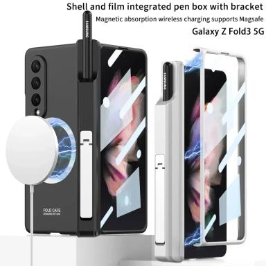 Case for Samsung Galaxy Z Fold5 Fold 4 Fold3 with Pencil Magnetic Wireless Charger Shell Membrane All-Inclusive Protective Cover