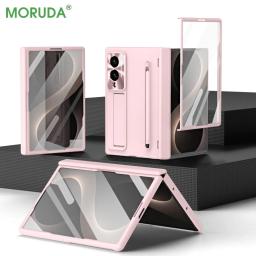 With Glass Film Touch Pen Fold Bracket Case For Samsung Galaxy Z Fold 8 Ultra 7 6 TriFold Hinge Protection All-inclusive Cover