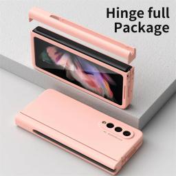 With Pen Slot Case For Samsung Z Fold 2 3 6 5 Skin Feel Fold4 Shockproof Cover Holder Hard PC Protection For Galaxy Fold6 Shell