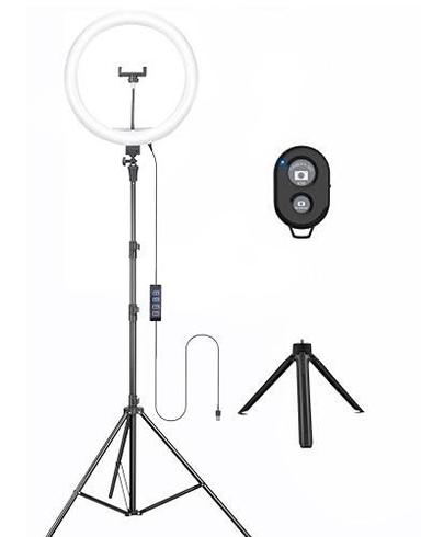 Osaka 14'' Professional Ring Light 15W With Stand & Table Tripod Lighting 2 Color Modes For Photo Video Shoot Live Stream Makeup Compatible With Iphone & Smartphone With Bluetooth For Android/Ios