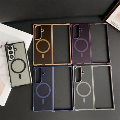 For Magsafe Magnetic Matte Transparent Phone Case for Samsung Galaxy Z Fold 7 6 5 4 Fold7 Fold6 Airbag Bumper Shockproof Cover