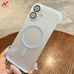 For iPhone 16 Pro Max Frameless Case Heat Radiation Borderless Slim Matte Magsafe Case for iPhone 11 12 13 14 15 Pro Max 16 Plus