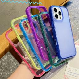 Luxury Bright Candy Color Shockproof Case for iPhone 16 15 14Plus 13 12 11 Pro Max Soft Bumper Armor Aesthetic Clear Phone Cover