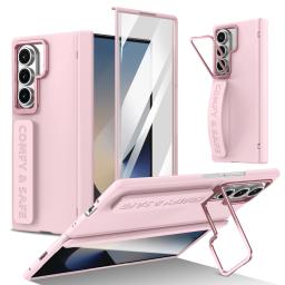 For Samsung Galaxy Z Fold 7 6 5 4 3 5G Bracket Phone Case With Hinge Screen Protect Film Silicone Grip Shockproof Protect Cover