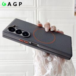 Z Fold 7 Case for magsafe Ultra Thin Slim Folding for Samsung Galaxy Z Fold 7 6 5 Cases PU Leather fold6 Magnetic Back Cover