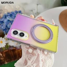 Gradient for Magsafe Color Contrast Case for Samsung Galaxy Z Fold 8 Ultra 5 6 7 zfold 360 Rotating Bracket Stand Frosted Cover