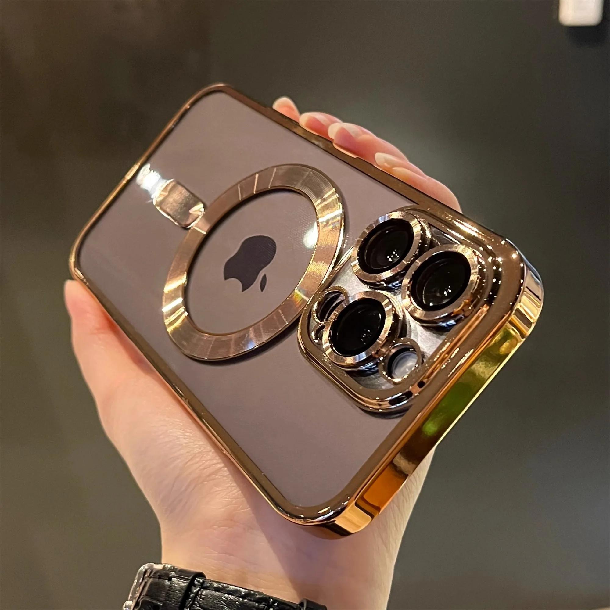 Luxury Magnetic For Magsafe Wireless Charge Plating Clear Case For iPhone 17 11 12 13 14 15 16 Pro Max Shockproof Silicone Cover
