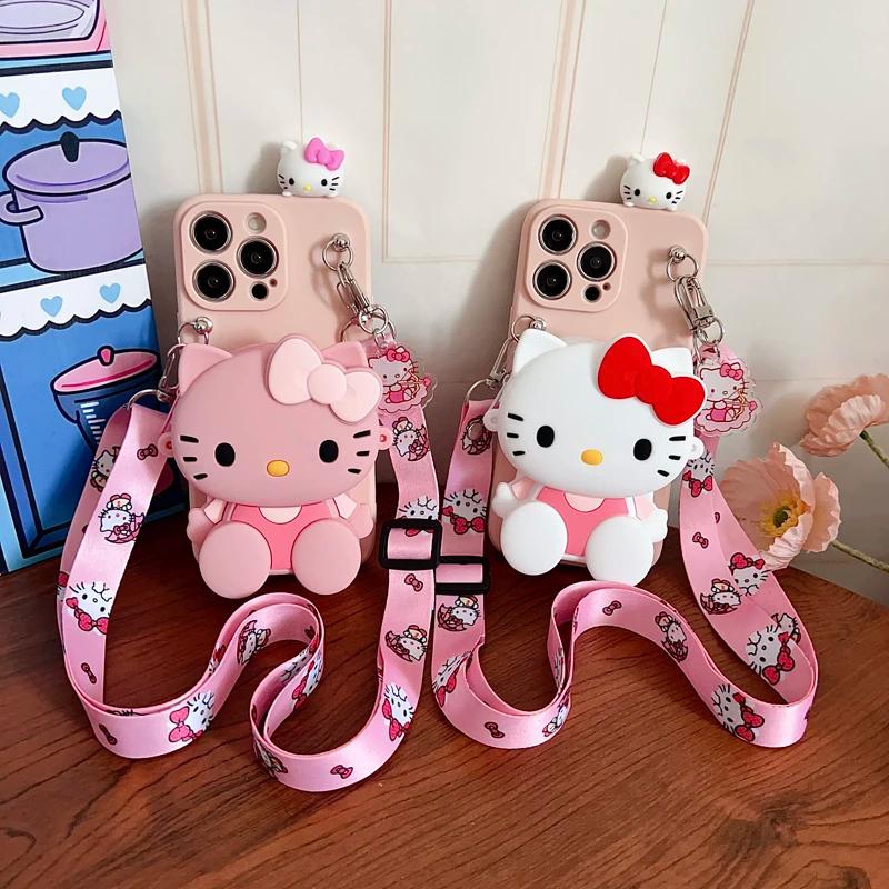 3D Hello Kitty Wallet Case lanyard Phone case For Samsung Galaxy S20 S21 S22 S23 S24 S25 Edge Plus Ultra FE Note 8 9 10 20 Ultra