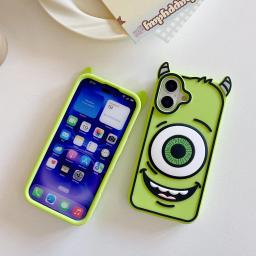 3D Monsters Soft Silicone Phone Case Kawaii Cartoon Shock Proof Back Cover Cases For iPhone 16 15 14 13 Promax 12 11 Pro Max