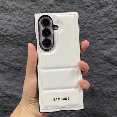 Luxury Down Jacket Phone Case For Samsung Galaxy Z Fold 7 6 5 5G ZFold7 Fold6 2-piece Set Soft Shockproof Protection Cover
