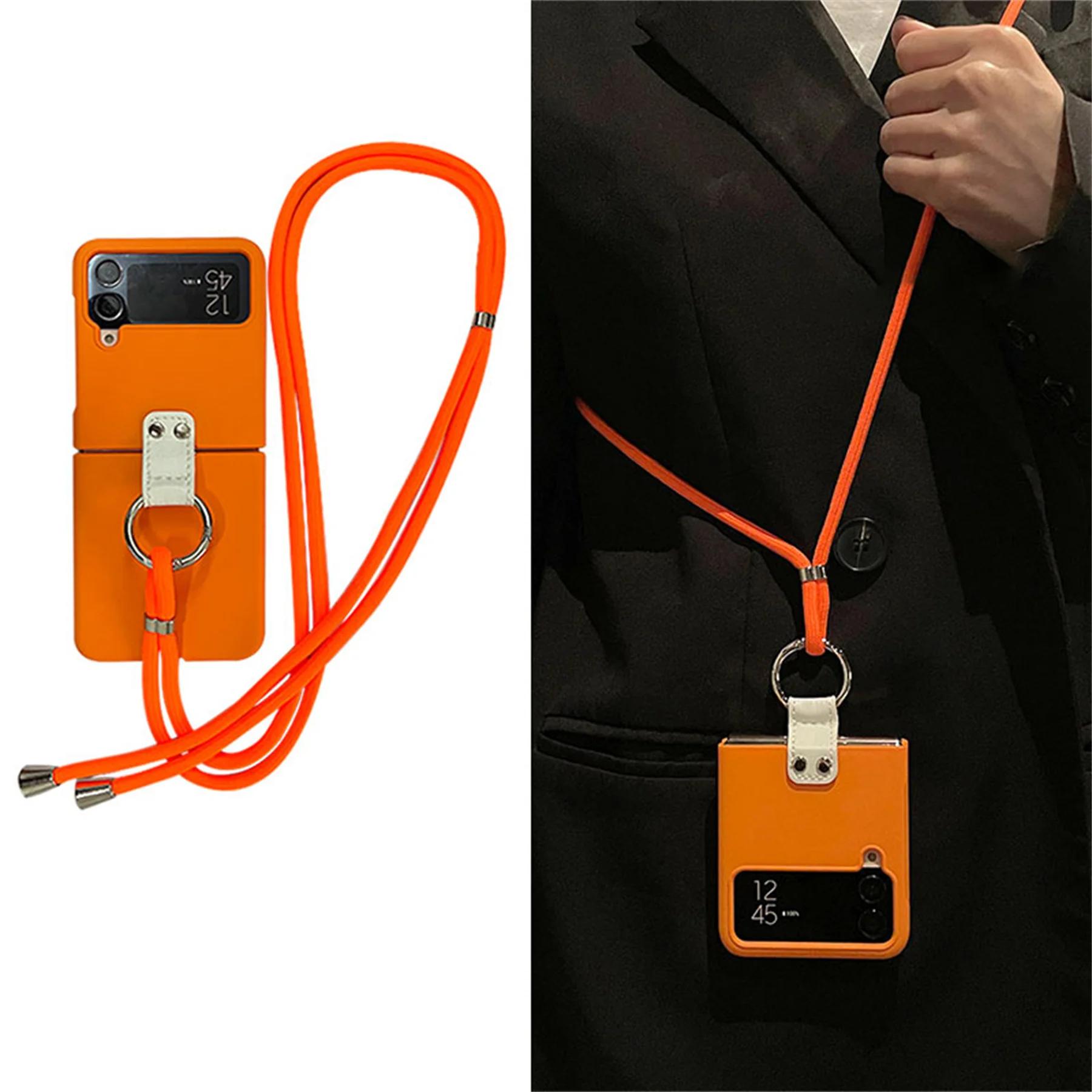 Luxury Crossbody Lanyard Necklace Strap Shoulder Chain Case with Ring for Samsung Galaxy Z Flip4 Flip3