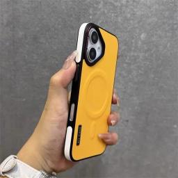 Luxury Matte Leather Magnetic For Magsafe Phone Case For iPhone 16 15 Pro Max 14 13 12 Wireless Charging Shockproof Bumper Cover