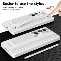 360 Full Protection Hinge Case For Samsung Galaxy Z Fold 5 4 6 3 Original With Touch Pen Folding Cover Tempered Glass Film Stand