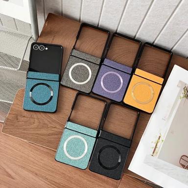 Luxury Flip Leather Case for Magsafe Wireless Charging Case for Samsung Galaxy Z Flip 8 7 6 5 4 Hinge Protect Anti-drop Cover