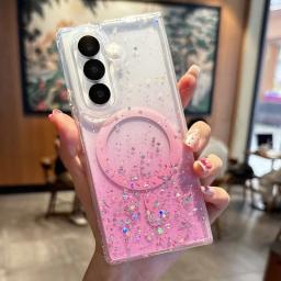 Drip Glue Glitter Gradient Magnetic Phone Case For Samsung Galaxy Z Fold 7 6 5 4 3 Fold7 Fold6 5G For Magsafe Transparent Cover