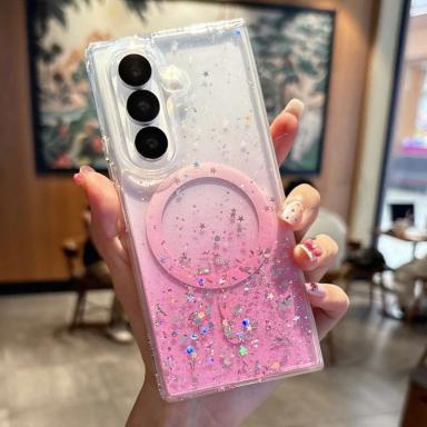 Drip Glue Glitter Gradient Magnetic Phone Case For Samsung Galaxy Z Fold 7 6 5 4 3 Fold7 Fold6 5G For Magsafe Transparent Cover