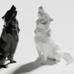 Poly Geometric Wolf Figurine Minimalist Resin Animal Decor Home Office Desktop Ornament Roaring of Hungry Wolves Idear Gift