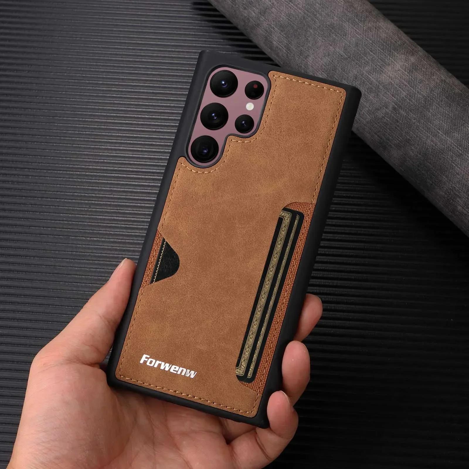 Retro Card Leather Case for Samsung Galaxy S24 S25 Ultra S23 FE Plus A16 A15 A17 A35 A14 A36 A56 A34 A54 A13 A23 A33 A53 Cover