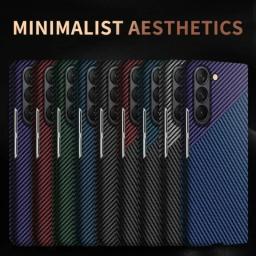 High Texture Kevlar Texture Carbon Fiber Case for 2025 Samsung Galaxy Z Fold 7 6 5 4 3 Ultra Slim Anti-Drop Full Protector Cover