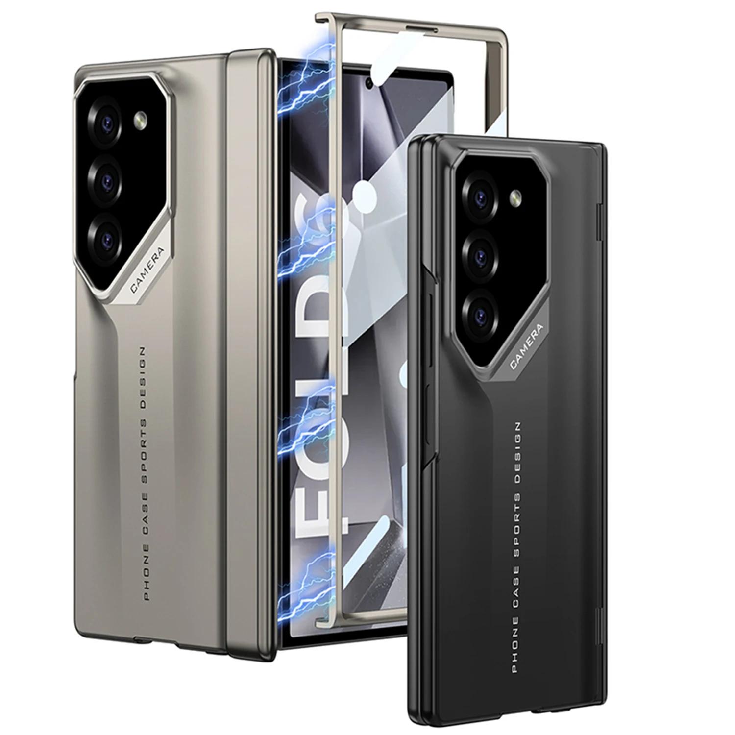 For Samsung Galaxy Z Fold 6 5 4 Magnetic Hinge Case Armor Shockproof 360 Full Screen Protector Tempered Glass Folding Cover