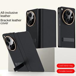 Metal Aperture Camera Protective Phone Case For OnePlus Open One Plus Open Luxury Leather All-inclusive Kickstand Holder Cover