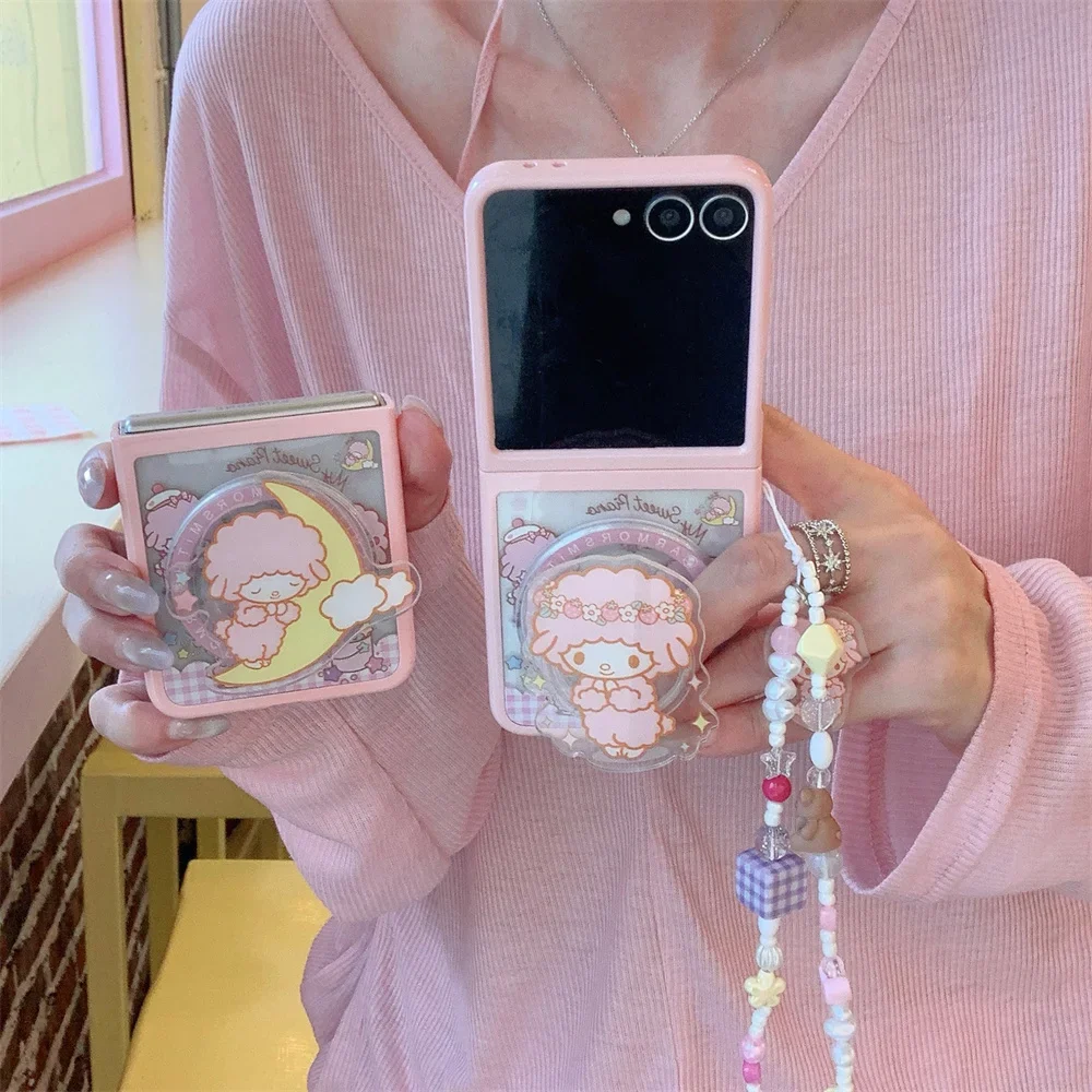 Kawaii Magnetic Stand Phone Case for Samsung Galaxy Z Flip 7 6 5 with Hinges with Magsafe Shockproof Funda Folding Protect Cover