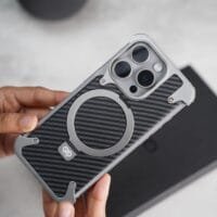 Carbon Texture Edition Frameless Armoured Case With Kickstand For Iphone 13 14 15 Pro Pro Max 2 Colours Gallery 2