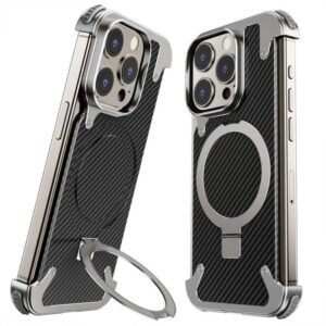 Enhanced Carbon Texture Edition Frameless Armoured Case With Kickstand For Iphone 13 14 15 Pro Pro Max 3 Colours Featured