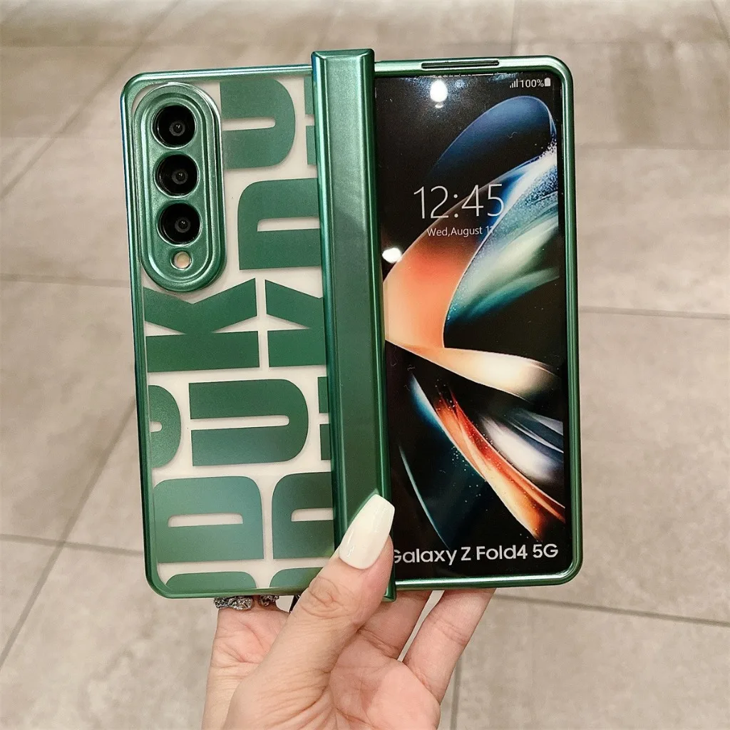 Tide Electroplate Transparent Full Cover with Glass Protective Phone Case for Samsung Galaxy Z Fold5 Fold4 Fold3 Fold2 Housings 1