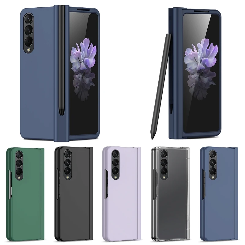 Fashion Flip Cover For Samsung Galaxy Z Fold5 4 3 360 Full Protection Fold Phone Case Shell Film With Pen Holderexclude Pen Featured