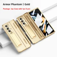 For Samsung Galaxy Z Fold 4 3 5g Case With S Pen Spen Plating Clear Hard Shockproof Flip Hingle Cover Stand Holder Shell Fundas Featured