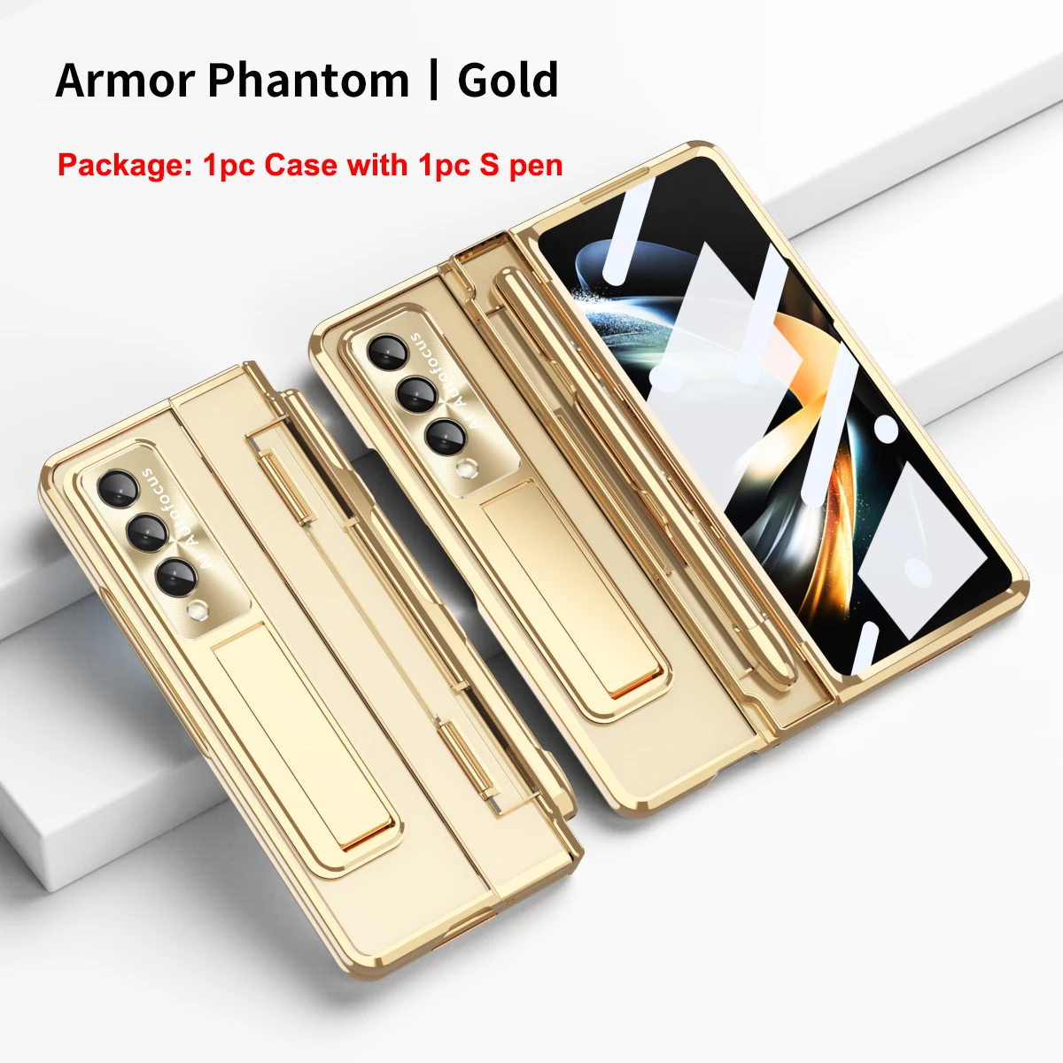 For Samsung Galaxy Z Fold 4 3 5g Case With S Pen Spen Plating Clear Hard Shockproof Flip Hingle Cover Stand Holder Shell Fundas Featured