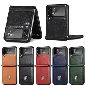 Genuine Leather Case For Samsung Galaxy Z Flip 4 3 5g Flip4 Cover Full Hingle Camera Protector Hard Bumper Folding Shell Fundas Featured