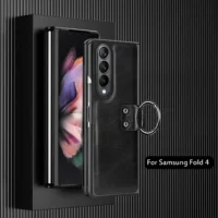 New Mens Business Phone Cases For Samsung Zfold 4 3 Folding Zfold2 Electroplating Leather Case Film Integrated Protective Cover Featured