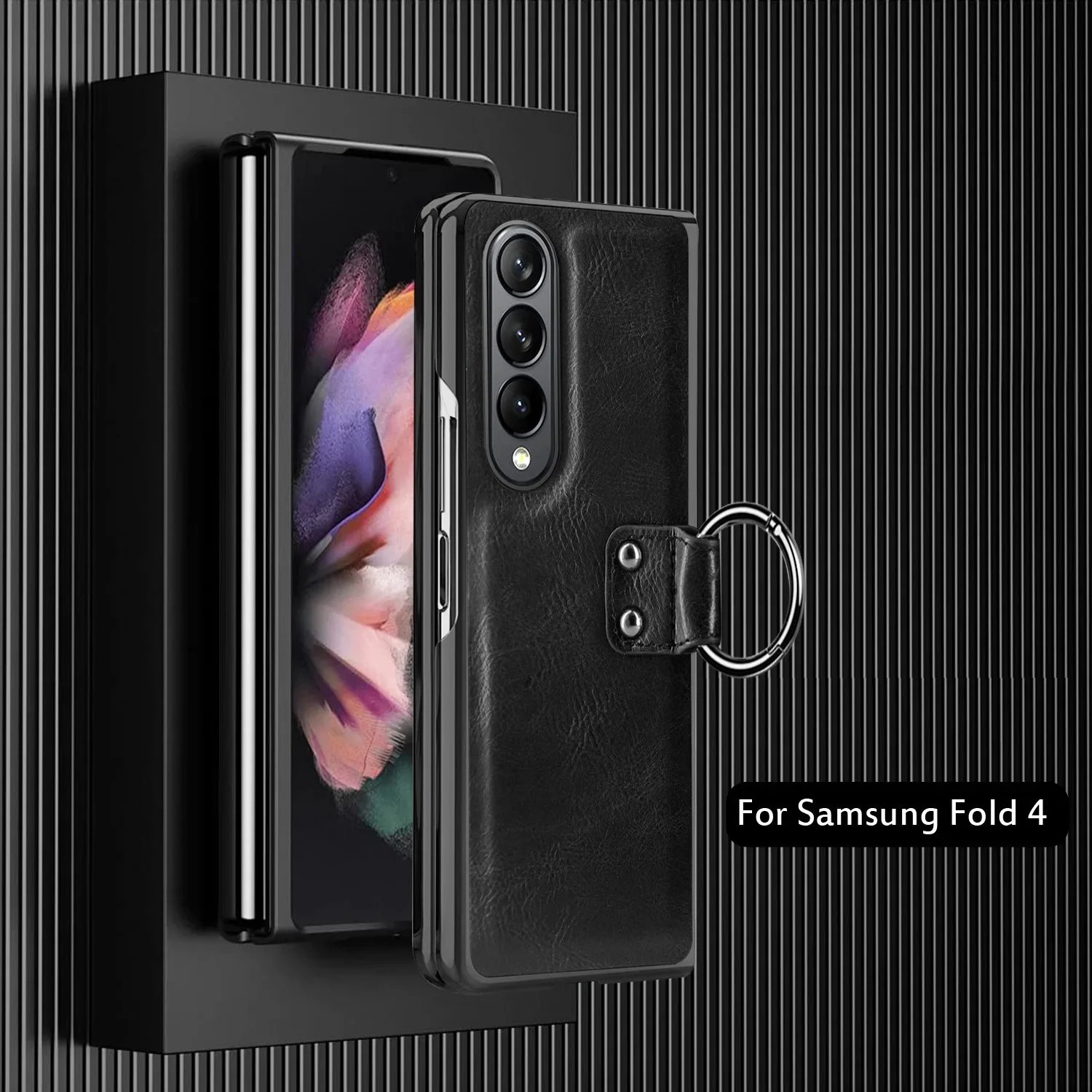 New Mens Business Phone Cases For Samsung Zfold 4 3 Folding Zfold2 Electroplating Leather Case Film Integrated Protective Cover Featured