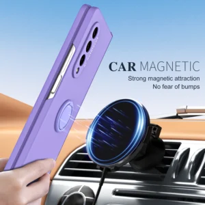Shockproof Armor Magnetic Hinge Case For Samsung Galaxy Z Fold 5 4 3 2 Car Holder Ring Kickstand Full Screen Protector Cover Featured