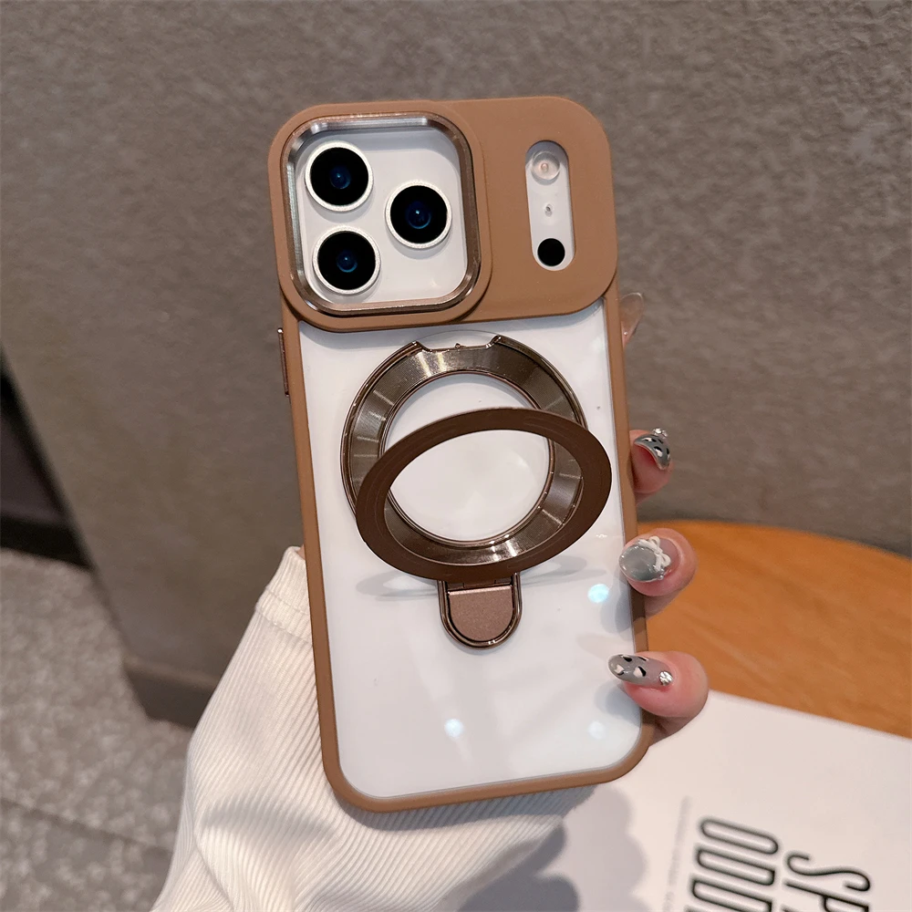 Armor Magnetic Stand Holder Clear Phone Case For Iphone 17 Air 16 15 14 Plus 13 12 11 Pro Max Bracket Shockproof Acrylic Cover Featured