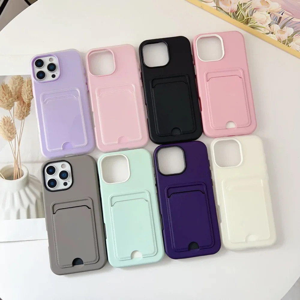 Candy Color Wallet With Card Slot Holder Protective Case For Iphone 17 Air 16e 16 Pro Max 15 14 Plus 13 12 11 Shockproof Cover Featured
