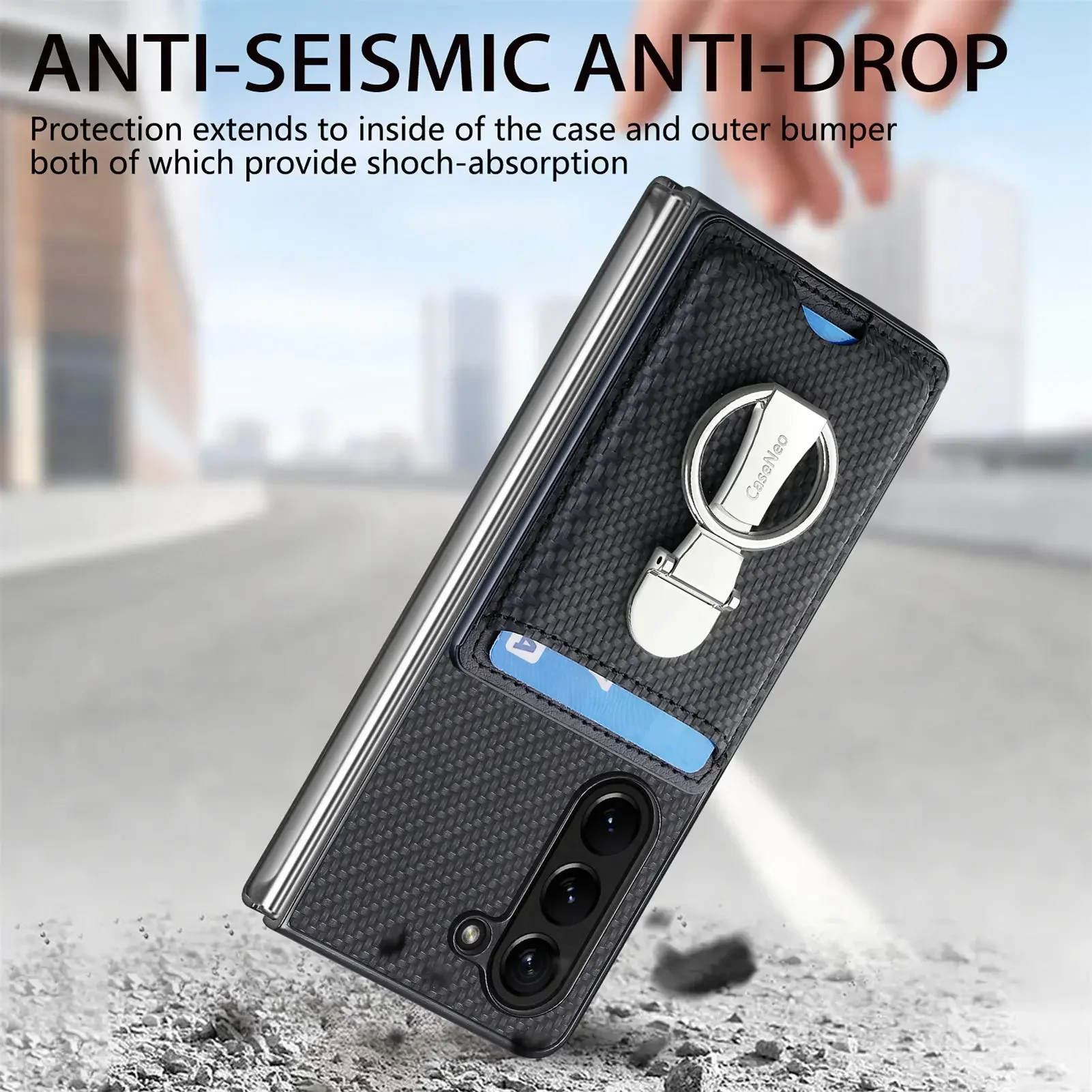 Carbon Fibre Cards Solt Wallet Kickstand Case For Samsung Z Fold 7 6 5 4 5g Fold5 Finger Ring Holder Bracket Anti Drop Bag Cover Gallery 4 Carbon Fibre Cards Solt Wallet Kickstand Case For Samsung Z Fold 7 6 5 4 5g Fold5 Finger Ring Holder Bracket Anti Drop Bag Cover Gallery 4