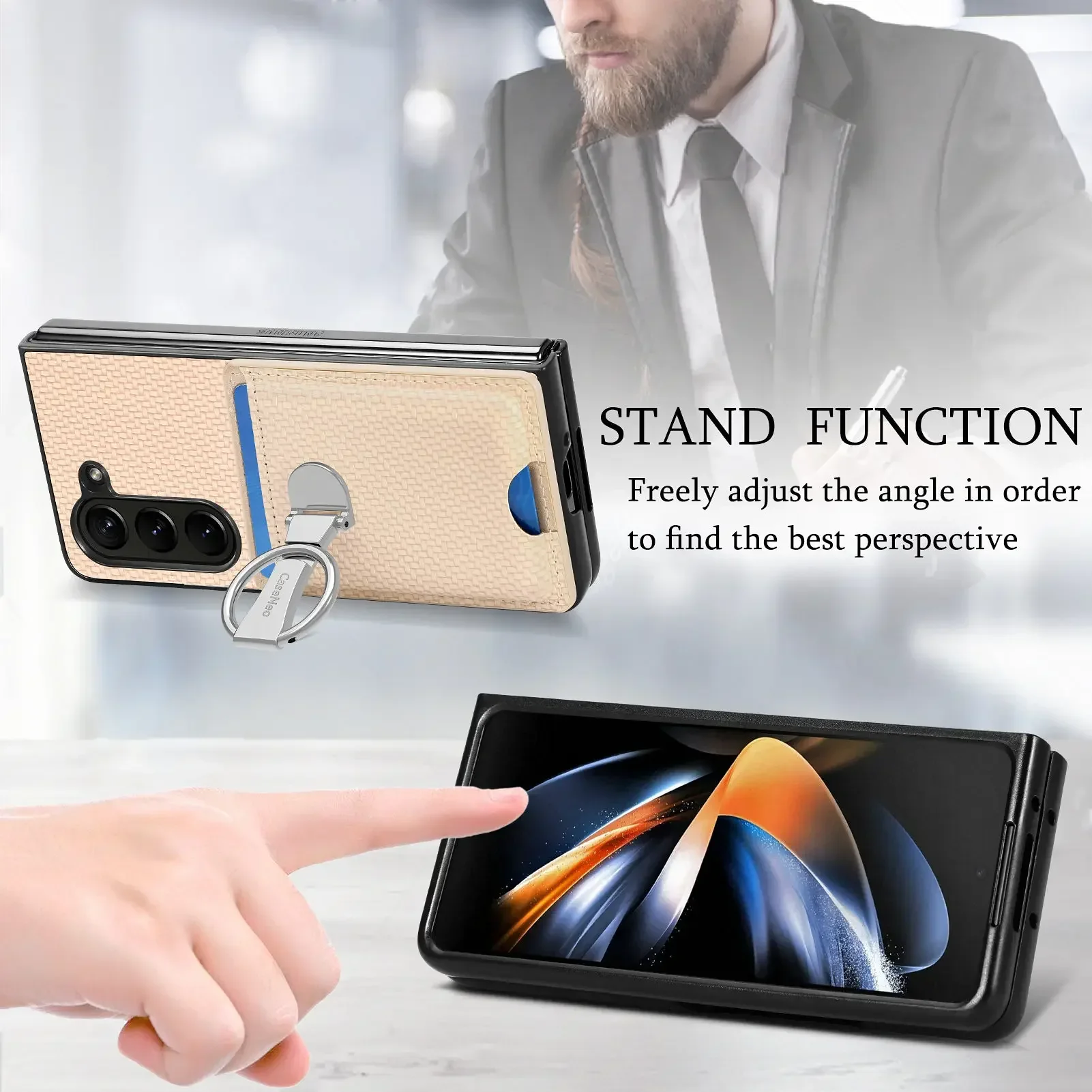 Carbon Fibre Cards Solt Wallet Kickstand Case For Samsung Z Fold 7 6 5 4 5g Fold5 Finger Ring Holder Bracket Anti Drop Bag Cover Gallery 5 Carbon Fibre Cards Solt Wallet Kickstand Case For Samsung Z Fold 7 6 5 4 5g Fold5 Finger Ring Holder Bracket Anti Drop Bag Cover Gallery 5