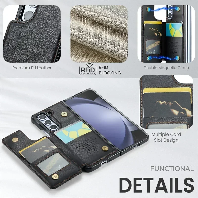 Caseme Magnetic Flip Leather Phone Case For Samsung Galaxy Z Fold 5 4 3 5g Wallet Card Holder Shockproof Back Cover Coque Etui Gallery 3 Caseme Magnetic Flip Leather Phone Case For Samsung Galaxy Z Fold 5 4 3 5g Wallet Card Holder Shockproof Back Cover Coque Etui Gallery 3