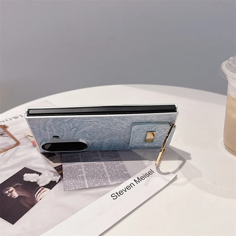 Fashion Denim Leather Phone Case For Samsung Galaxy Z Fold 7 6 5 4 3 Z Fold6 Fold7 Fold5 Cover With Ring Cute Cases Women Funda Gallery 3 Fashion Denim Leather Phone Case For Samsung Galaxy Z Fold 7 6 5 4 3 Z Fold6 Fold7 Fold5 Cover With Ring Cute Cases Women Funda Gallery 3