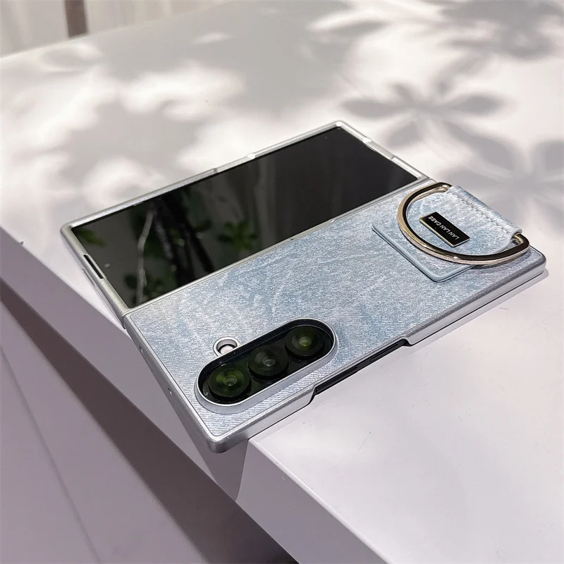 Fashion Denim Leather Phone Case For Samsung Galaxy Z Fold 7 6 5 4 3 Z Fold6 Fold7 Fold5 Cover With Ring Cute Cases Women Funda Gallery 4 Fashion Denim Leather Phone Case For Samsung Galaxy Z Fold 7 6 5 4 3 Z Fold6 Fold7 Fold5 Cover With Ring Cute Cases Women Funda Gallery 4