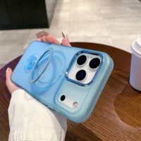 For Magsafe Fold Bracket Rotating Stand Magnetic Phone Case For Iphone 16 17 Pro Max Solid Color Matte Frosted Translucent Cover Featured For Magsafe Fold Bracket Rotating Stand Magnetic Phone Case For Iphone 16 17 Pro Max Solid Color Matte Frosted Translucent Cover Featured