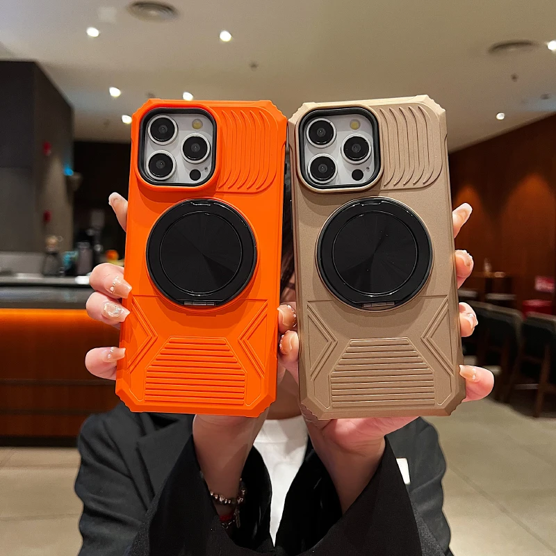 For Magsafe Magnetic 360rotat Metal Car Bracket Ring Luxury Armor Phone Case For Iphone 17 Pro Max Air 15 12 13 14 16 Pro Max E Featured