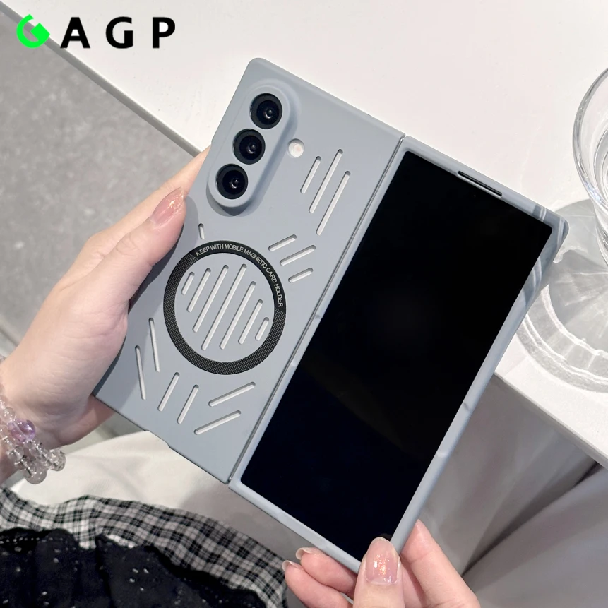 For Magsafe Z Fold7 Case Hollow Heat Dissipation Ultra Thin Case For Samsung Galaxy Z Fold 7 6 5 4 Fold6 Magnetic Hard Pc Cover Featured